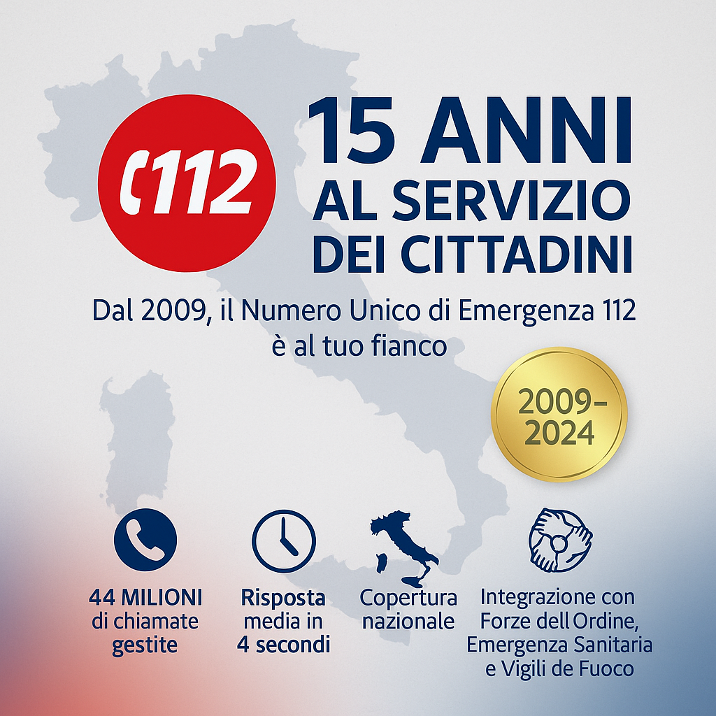 Immagine in evidenza dell'articolo: Azienda Zero partecipa alla cerimonia per i 15 anni del Numero Unico di Emergenza 112 e alla riattivazione del portale nazionale 112.gov.it